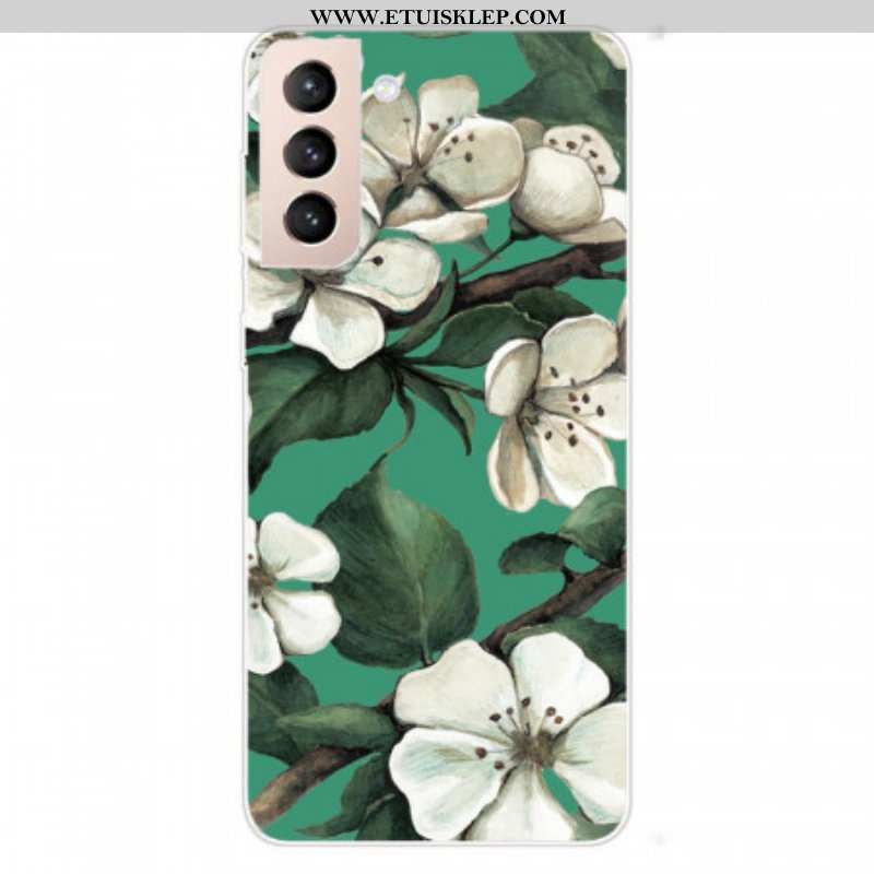Etui do Samsung Galaxy S22 Plus 5G Malujący Biali Kwiaty